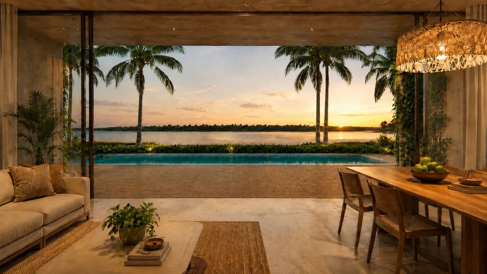 Garden Condos bedroom with lagoon view