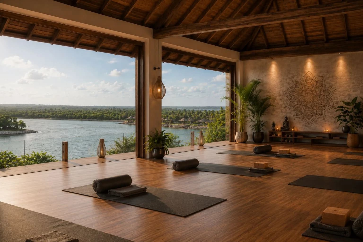 Aaru's yoga shala overlooking the lagoon