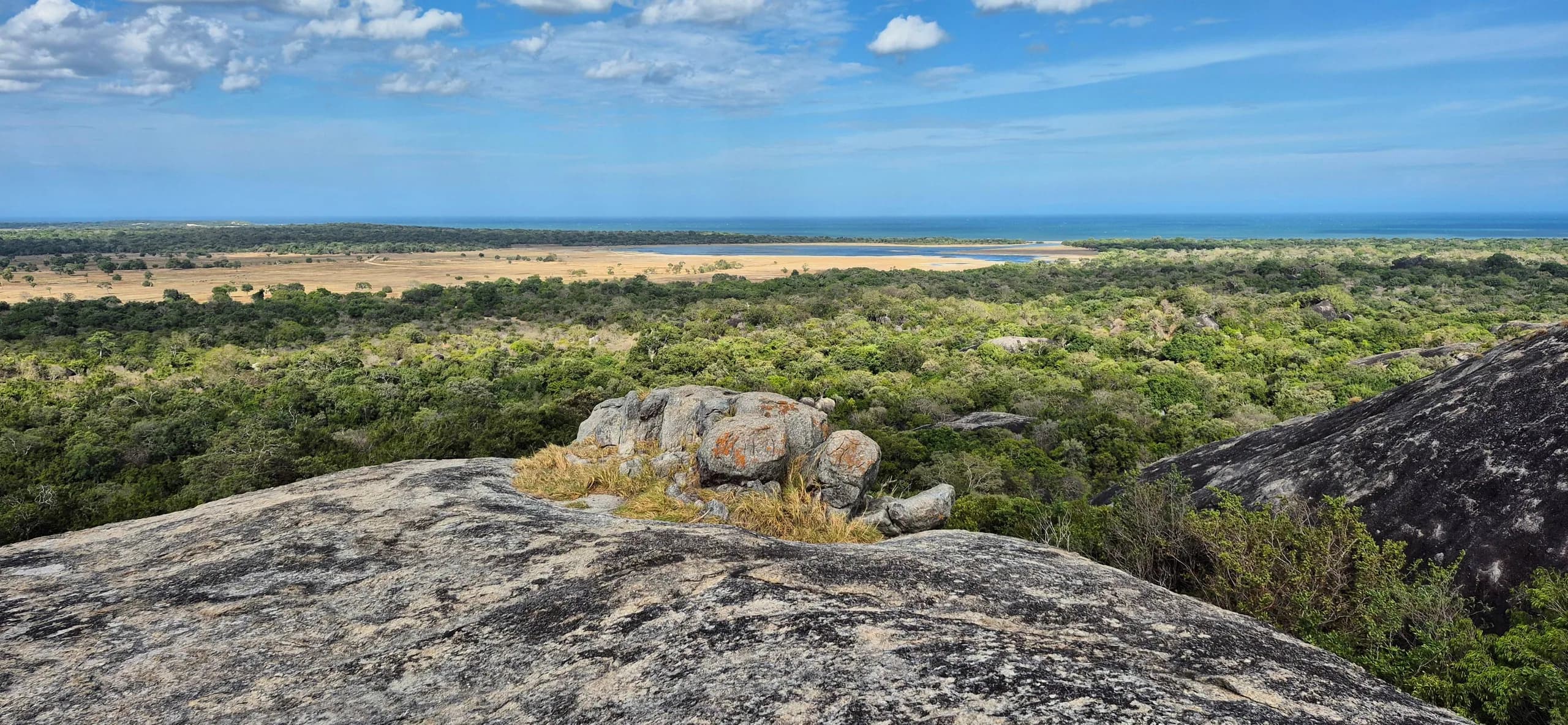 Aerial view of Arugam Bay's coastline and lagoon