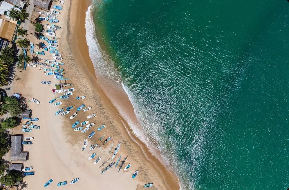 Aerial view of Arugam Bay's coastline